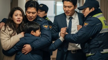 폭력적인 남편의 아이 강탈 시도를 제지하는 경찰 현장 묘사